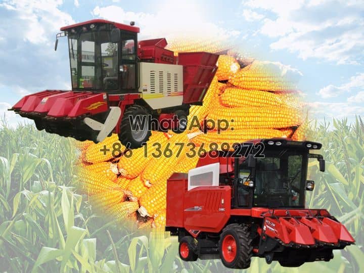 combined corn harvester machine
