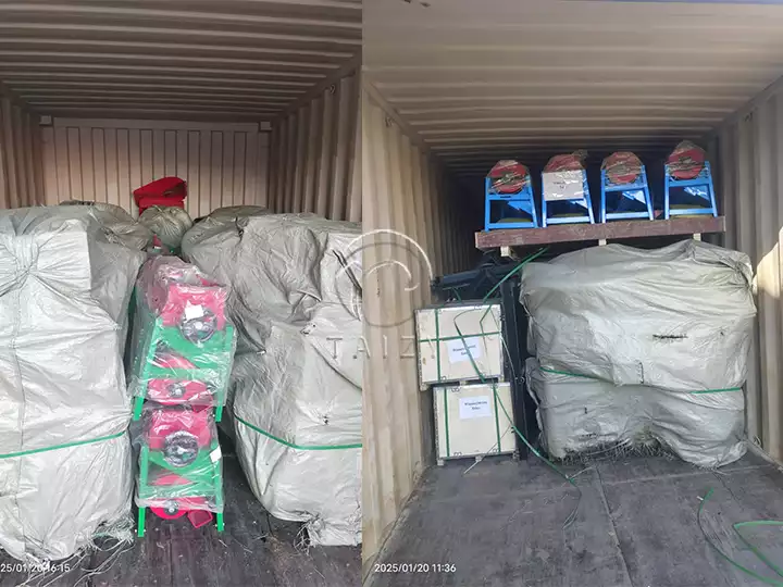 Maize thresher machine in the container